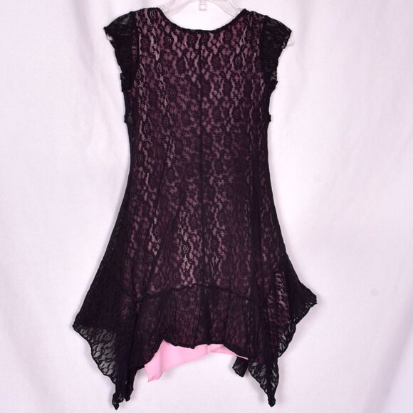 Girl Tribe Black Lace with Pink Underlay Dress Size 5-6 - Picture 6 of 6